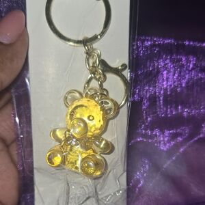 Yellow Crystal Teddy Bear Keychain